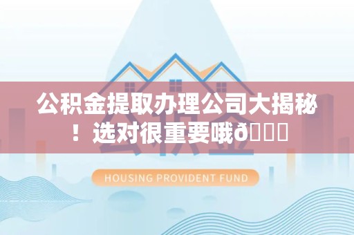 舒城公积金提取办理公司大揭秘！选对很重要哦😎