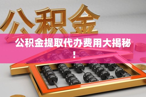 舒城公积金提取代办费用大揭秘! 舒城公积金提取代办费用大揭秘!